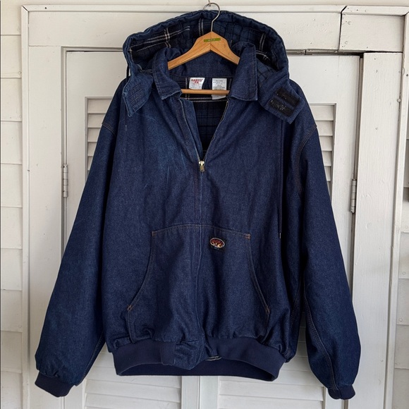 Rasco FR Other - Rasco FR Blue Denim Flannel Lined Hooded Jacket Mens 2XL Long/Tall HRC2 101767
